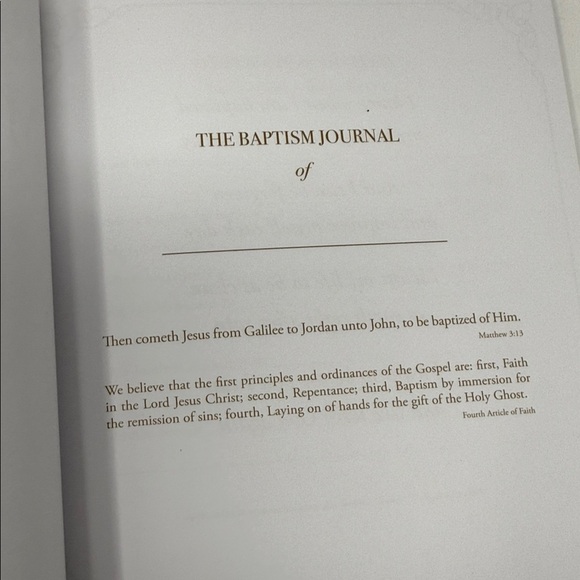 Baptism Journal with Gold Accents, front Cover open for a photo display. Book - Picture 4 of 8